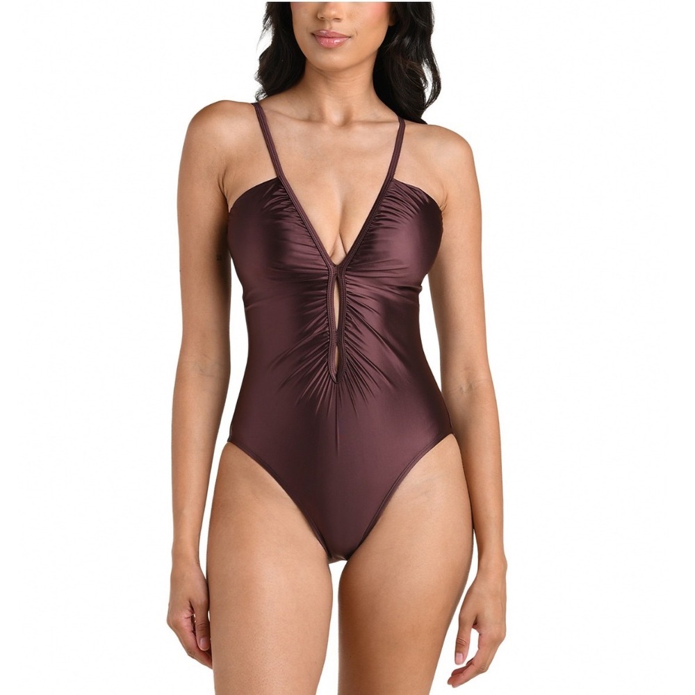 La Blanca Earth Goddess V Neck One Piece Swimsuit Truffle Brown LB6RR09-TRF 10